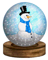 Gif animado, bola de cristal con muñeco de nieve