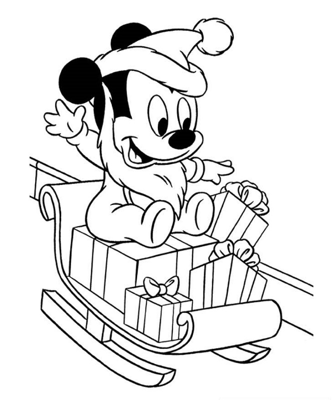 Fichas de Mickey y Minnie Mouse de Navidad para colorear -4