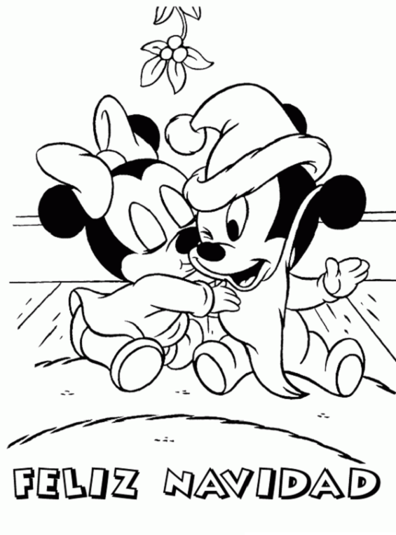 Fichas de Mickey y Minnie Mouse de Navidad para colorear -5