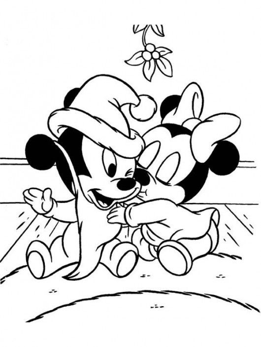 Fichas de Mickey y Minnie Mouse de Navidad para colorear -9
